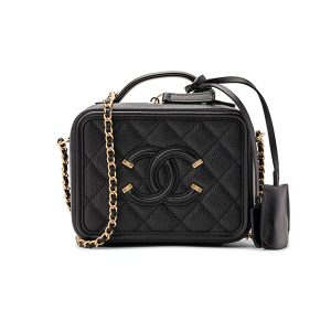 Túi Xách Chanel Vanity Case CC Filigree Caviar Quilted Small Black Like Authentic