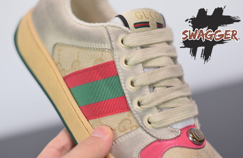 Giày Gucci Screener Leather Sneaker Pink Like Authentic sử dụng chất liệu chính hãng chuẩn 99%
