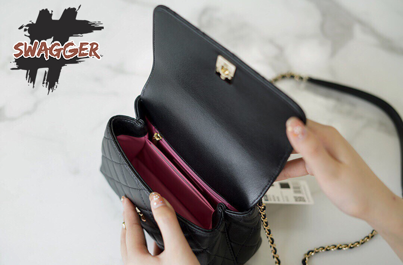 Túi Xách Chanel Mini Flap Bag With Top Handle Black Like Authentic sử dụng chất liệu chính hãng, sản xuất hoàn toàn bằng thủ công, chuẩn 99% cam kết chất lượng tốt nhất