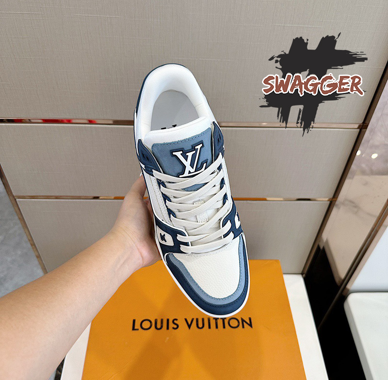 Giày Lv Trainer Sneaker Blue 2023 Like Authentic chuẩn 99% so vớ chính hãng, cam kết chất lượng tốt nhất, full box và phụ kiện, hỗ trợ trả góp bằng thẻ tín dụng
