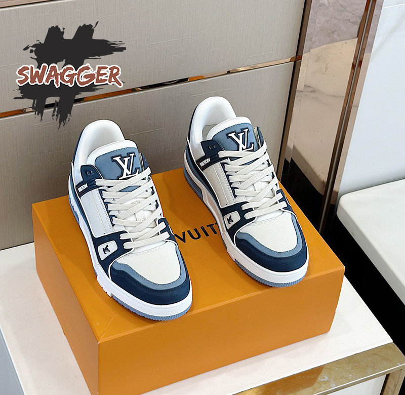 Giày Lv Trainer Sneaker Blue 2023 Like Authentic chuẩn 99% so vớ chính hãng, cam kết chất lượng tốt nhất, full box và phụ kiện, hỗ trợ trả góp bằng thẻ tín dụng