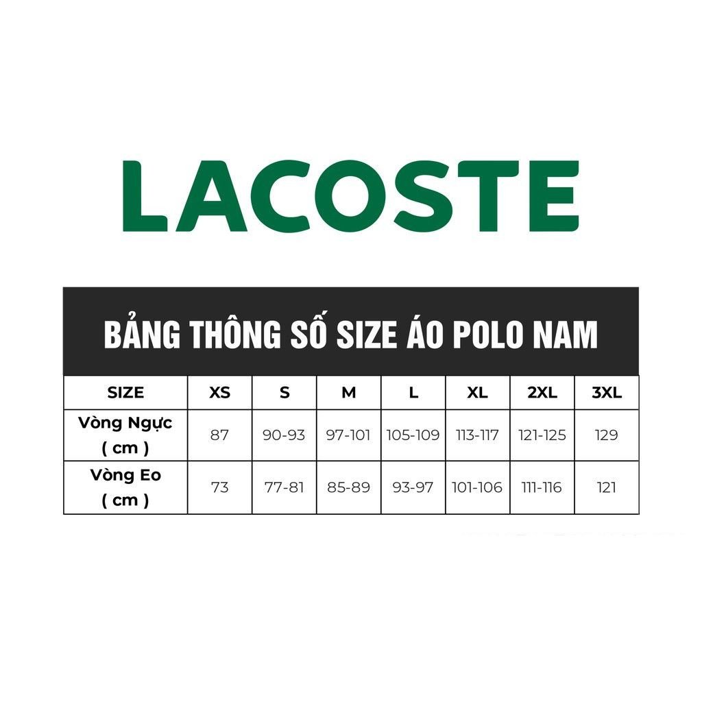 Bảng size chi tiết cho áo khoác Lacoste nam giúp lựa chọn chuẩn xác