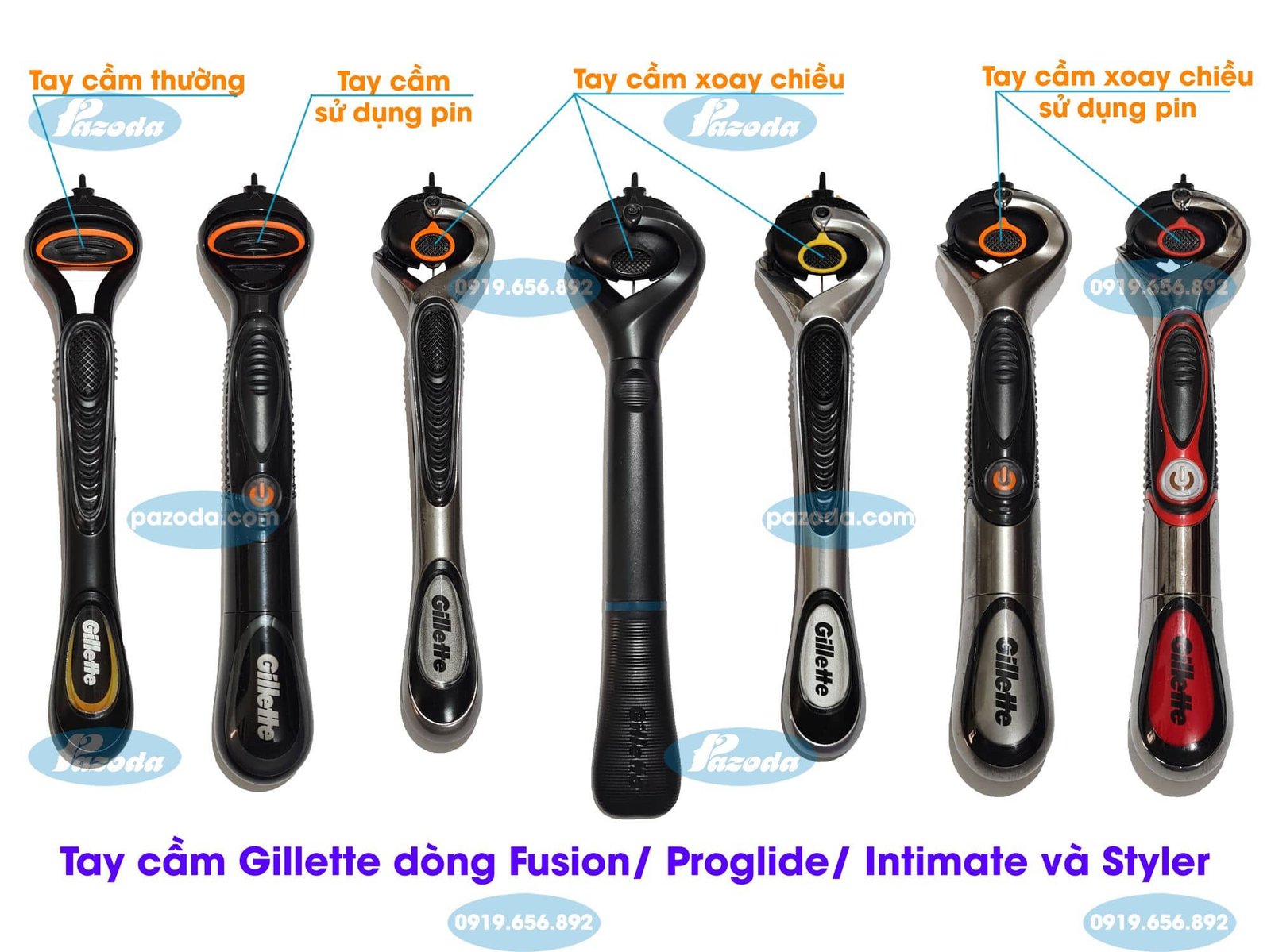 Các loại tay cầm Gillette tương thích với lưỡi dao cạo râu Fusion 5+1