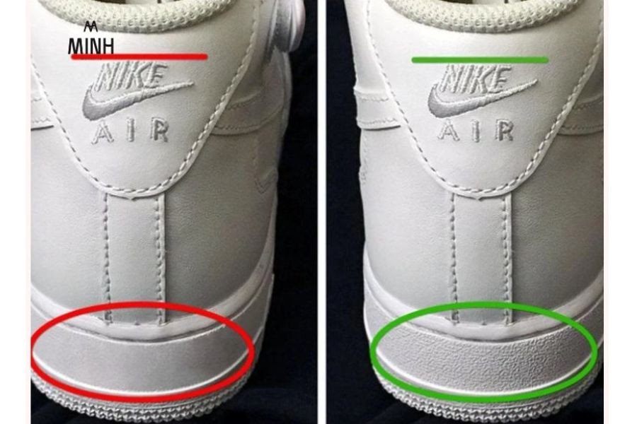 Chất lượng đường may và keo dán trên giày Nike thật