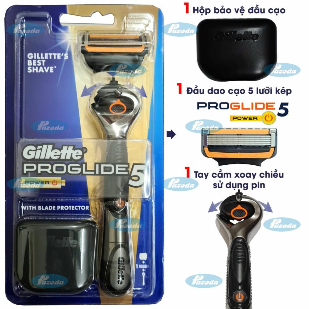 Dao cạo râu Gillette Proglide5 Power với tay cầm sử dụng pin và đầu cạo 5+1