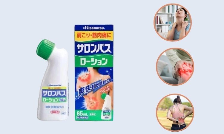 Dầu xoa bóp Salonpas Hisamitsu dạng chai lăn tiện dụng