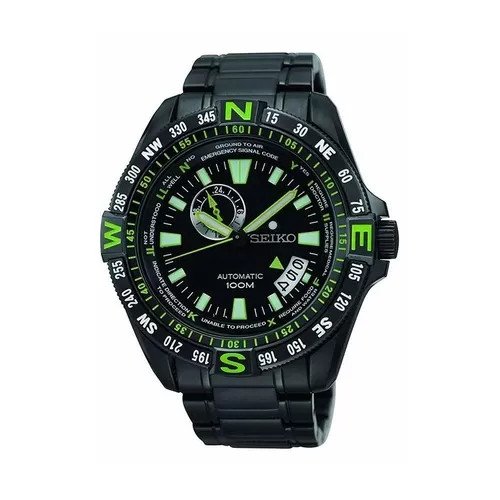 Đồng hồ Seiko tự động SSA097K1 mặt đen với dây thép không gỉ