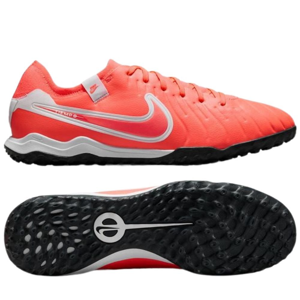 Giày Nike Tiempo Legend 10 Pro TF màu đỏ, đế đinh TF tối ưu cảm giác bóng và kiểm soát trên sân cỏ nhân tạo.