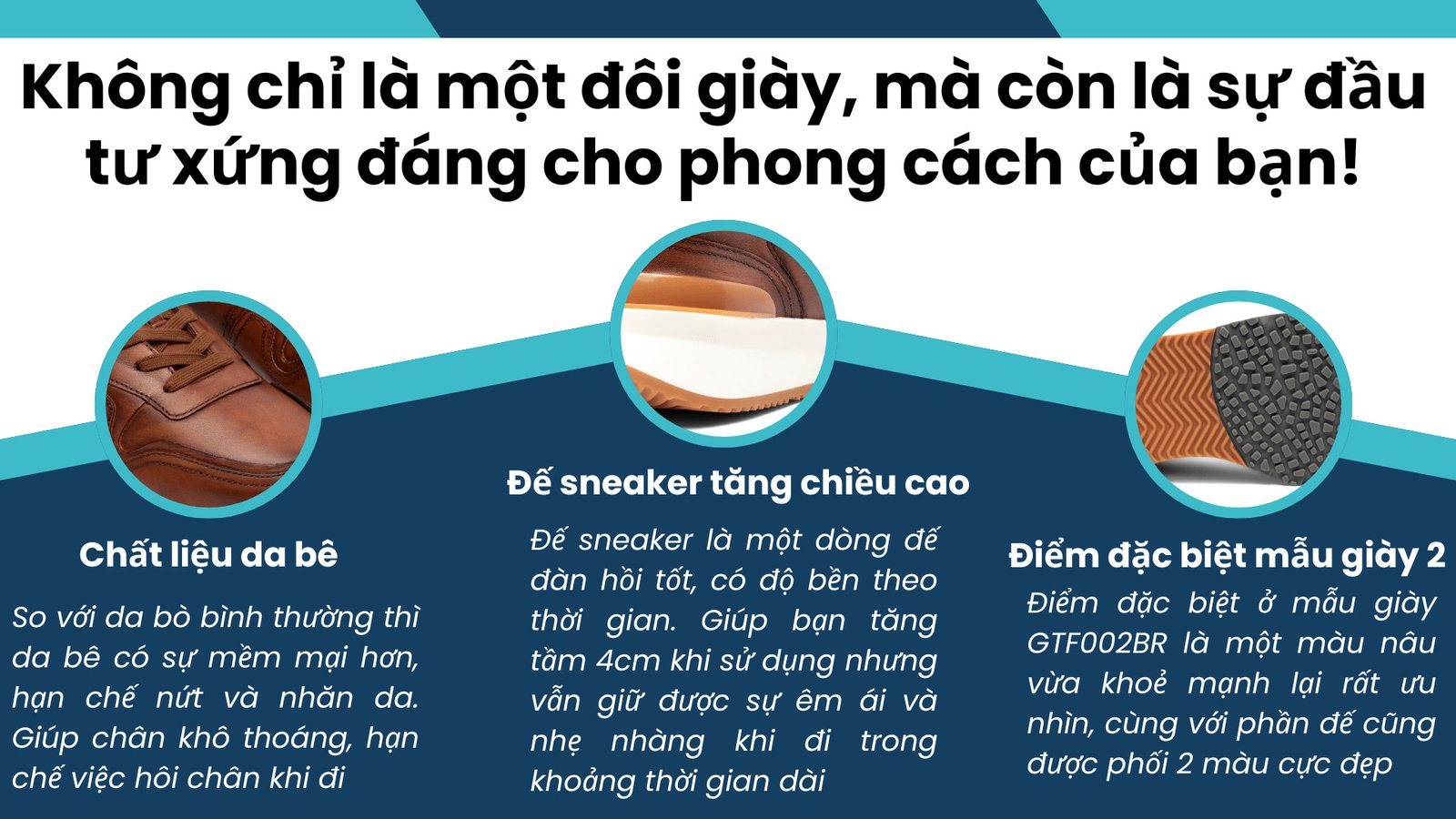 Giày sneaker nam cao cấp đế cao su phối màu nâu