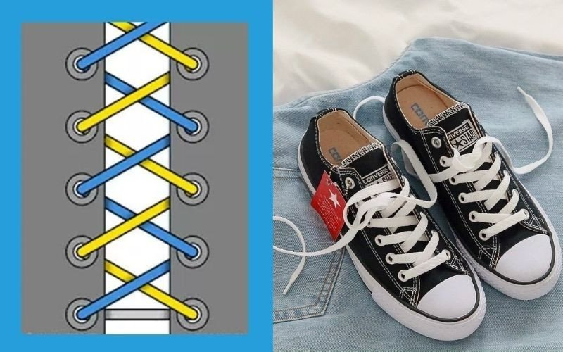 Học cách buộc dây giày sneaker 5 lỗ kiểu xương cá, tạo sự chắc chắn và vẻ đẹp độc đáo cho đôi chân