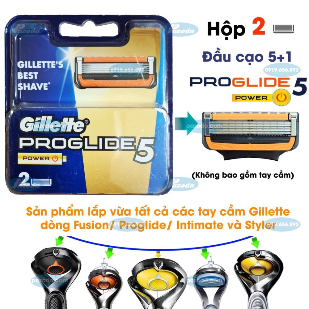Hộp 2 lưỡi dao cạo râu Gillette Proglide5 Power thay thế