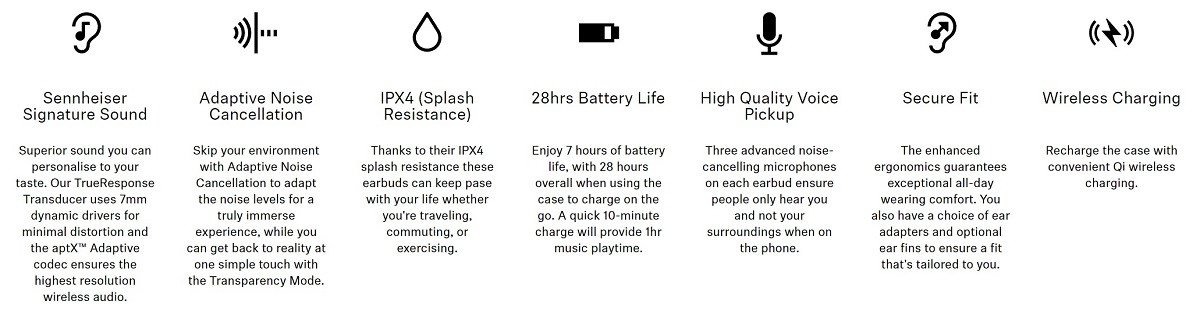 Hộp sạc tai nghe Sennheiser Momentum True Wireless 3 hỗ trợ sạc không dây