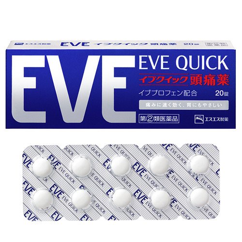 Hộp thuốc giảm đau Eve Quick, sản phẩm chữa cảm cúm của Nhật