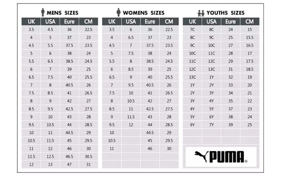 Hướng dẫn chọn size giày Nhật từ các hãng Puma và Reebok