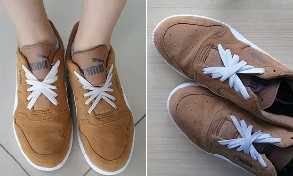 Kiểu buộc dây giày sneaker 5 lỗ hình cánh bướm tinh tế, tạo vẻ ngoài bay bổng và nữ tính