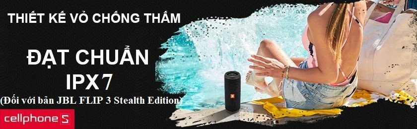 Loa bluetooth JBL Flip 3 với khả năng chống nước, lý tưởng cho các hoạt động giải trí bên hồ bơi hoặc bãi biển.