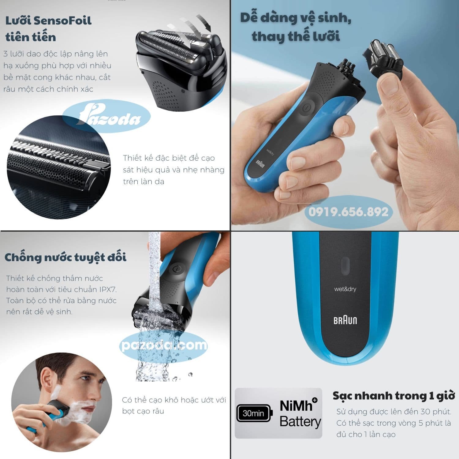 Máy cạo râu Braun Series 3 310s Wet&amp;Dry đang được sử dụng