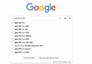 Gợi ý tìm kiếm giày thể thao Adidas khuyến mãi trên Google