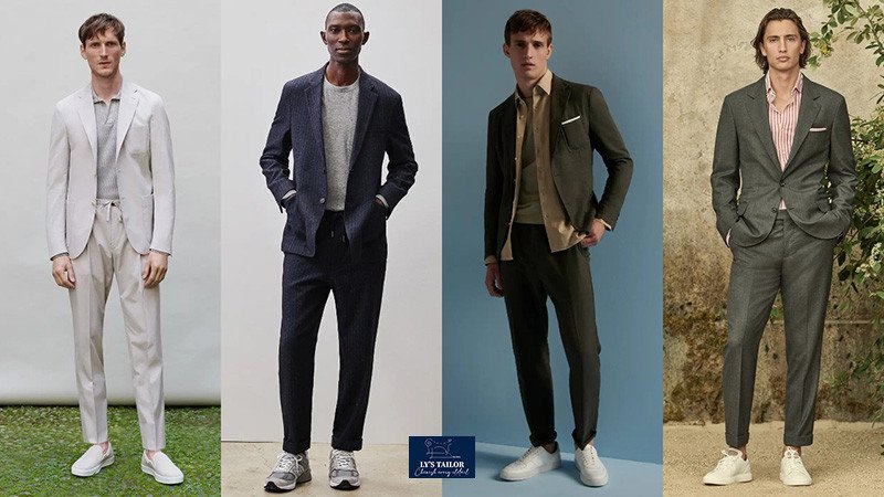 Phối đồ mặc vest đi giày sneaker hiện đại và phá cách