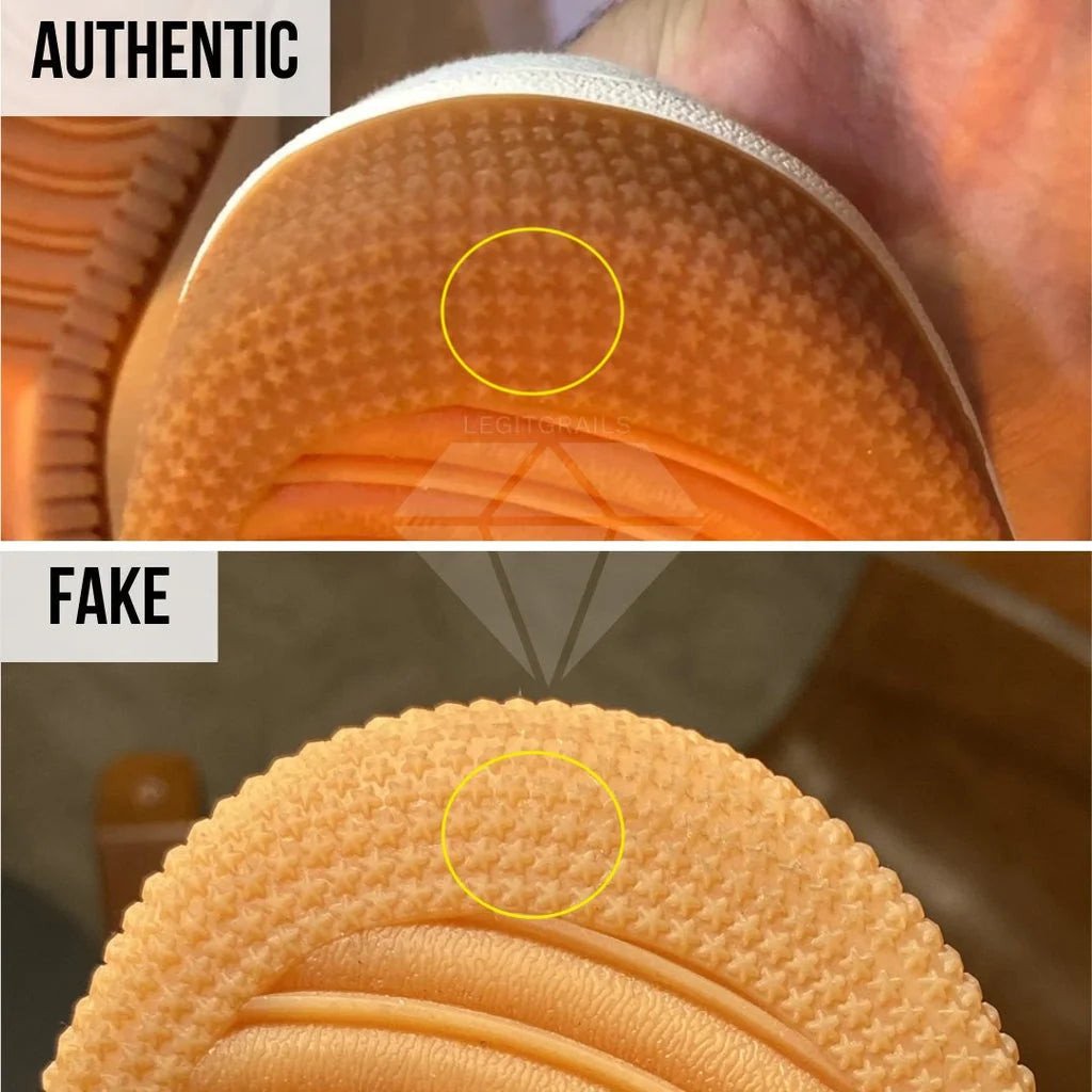 So sánh các ngôi sao đế ngoài của Nike Air Force 1 real Travis Scott Sail và hàng giả