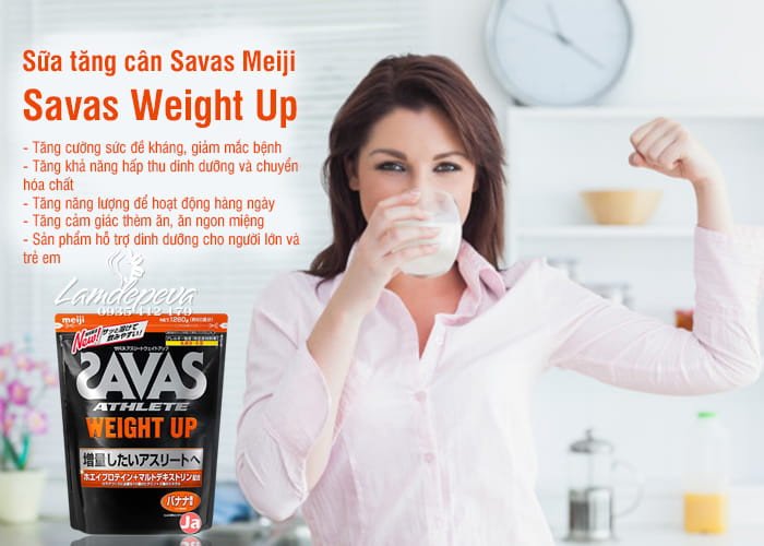 Sữa Savas Meiji Weight Up với hương vị chuối tự nhiên