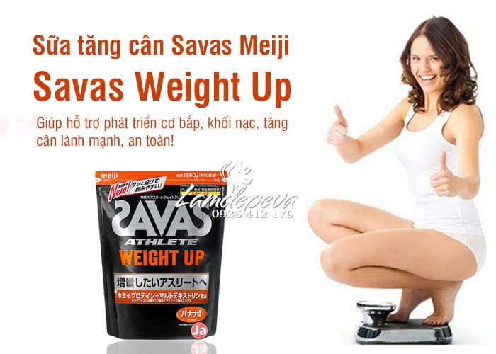 Sữa tăng cân Savas Meiji 1260g của Nhật Bản cho người lớn, hộp màu vàng