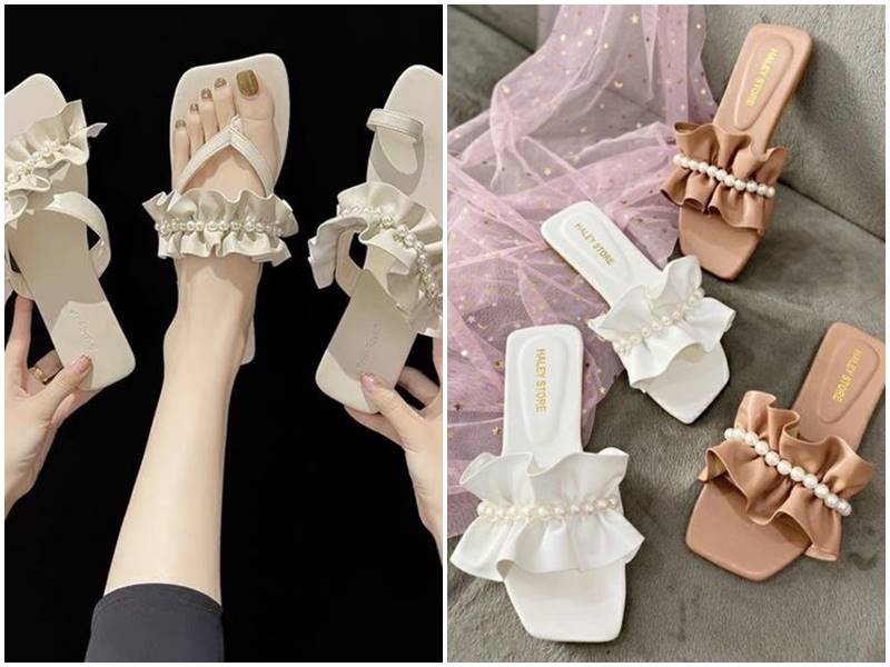 Thoải mái dạo phố khi mặc áo dài đi dép sandal đế bệt