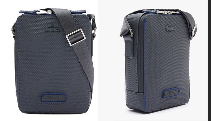 Túi đeo chéo Lacoste da Piqué màu xám sang trọng cho nam