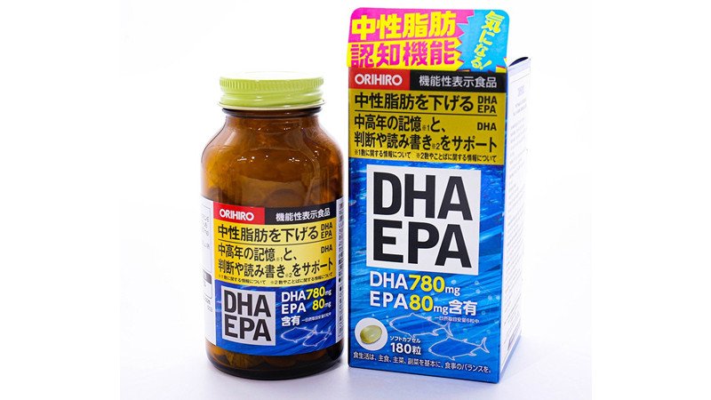 Viên uống DHA EPA Orihiro chính hãng từ Nhật Bản, lọ thủy tinh màu xanh