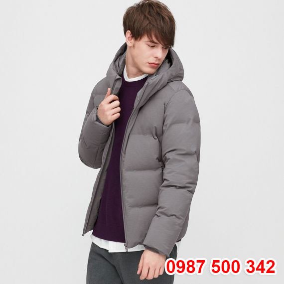 Áo phao lông vũ nam Uniqlo đại hàn mã 419989 màu xám đậm, biểu tượng chất lượng của Uniqlo Nhật