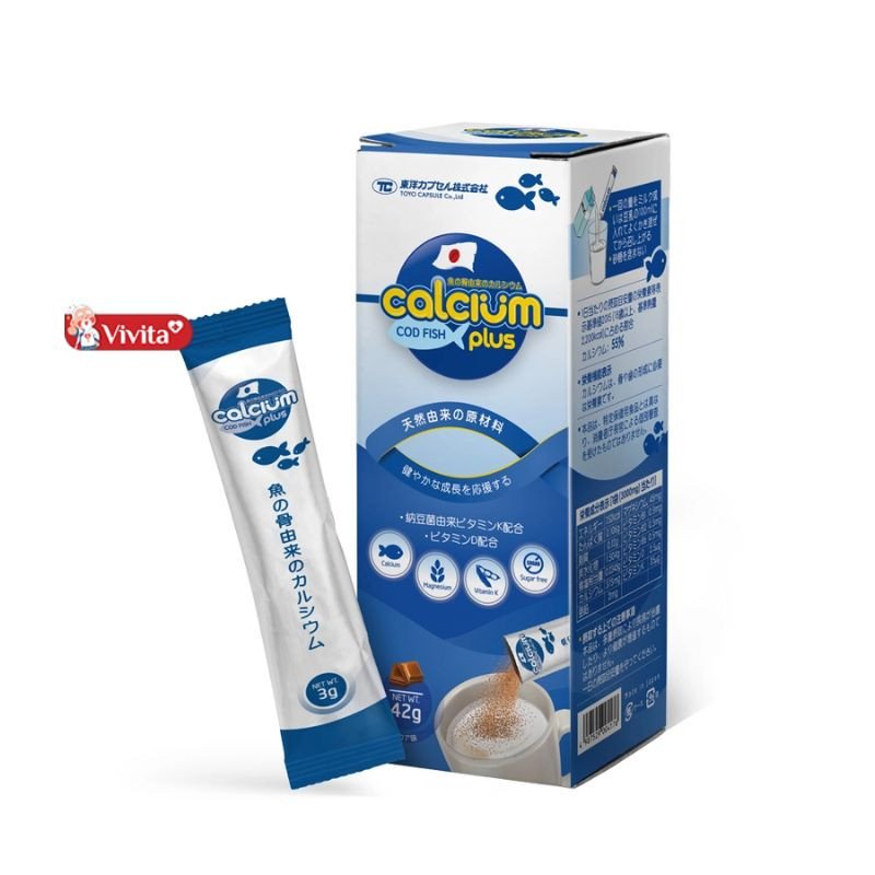 Canxi cá tuyết Plus Nhật Bản dạng bột vị socola dễ uống cho bé