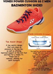 Chi tiết công nghệ Toe Assist Shape hỗ trợ ngón chân trên giày yonex comfort z2