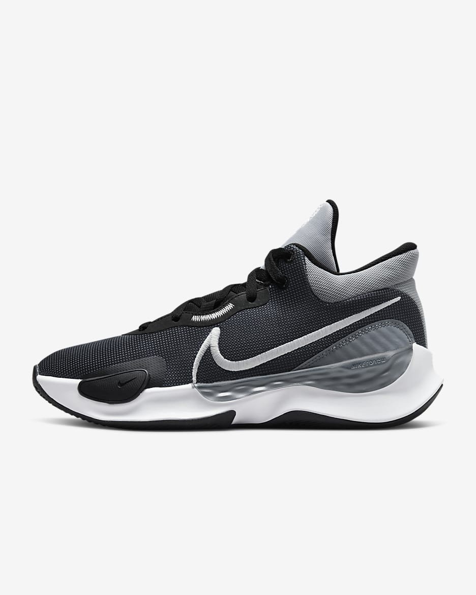 Giày bóng rổ Nike Renew Elevate 3 màu đen xám, thể hiện thiết kế toàn diện