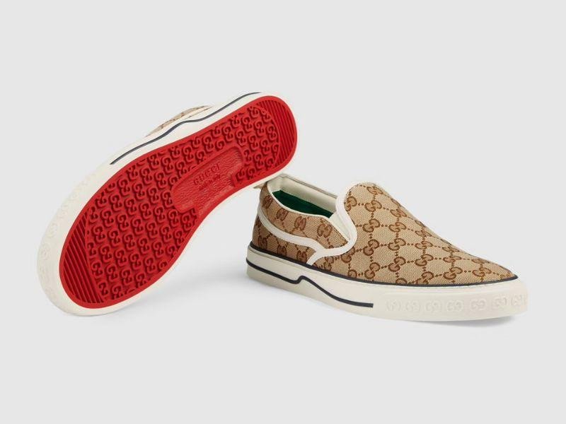 Giày lười vải nam Gucci Tennis 1977 Slip-On sang trọng với họa tiết GG