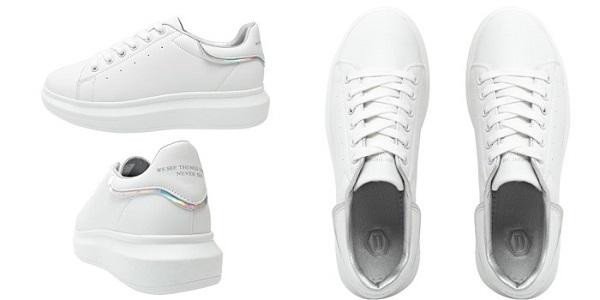 Giày thể thao nữ đế cao hàng hiệu Domba High Point Ps White/Prism H-9015 phong cách tối giản