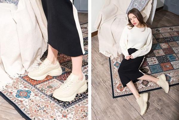 Giày thể thao nữ đế cao hàng hiệu Domba Moonlake White H-9214 phong cách cổ điển