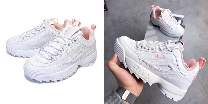 Giày thể thao nữ đế cao hàng hiệu Fila Disruptor 2 Script White cá tính và năng động