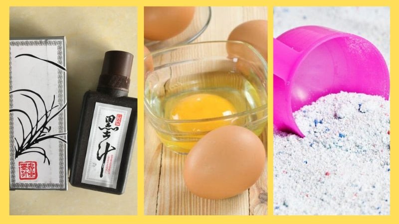 Hỗn hợp lòng trắng trứng và mực tàu, nguyên liệu tự nhiên để xử lý giày bong tróc hiệu quả