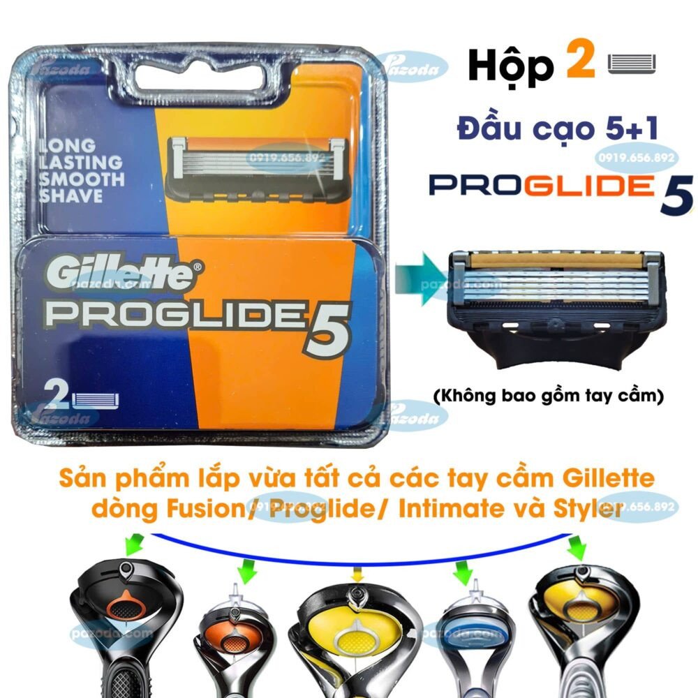 Hộp 2 đầu dao cạo râu Gillette Proglide5 mang lại trải nghiệm cạo mượt mà