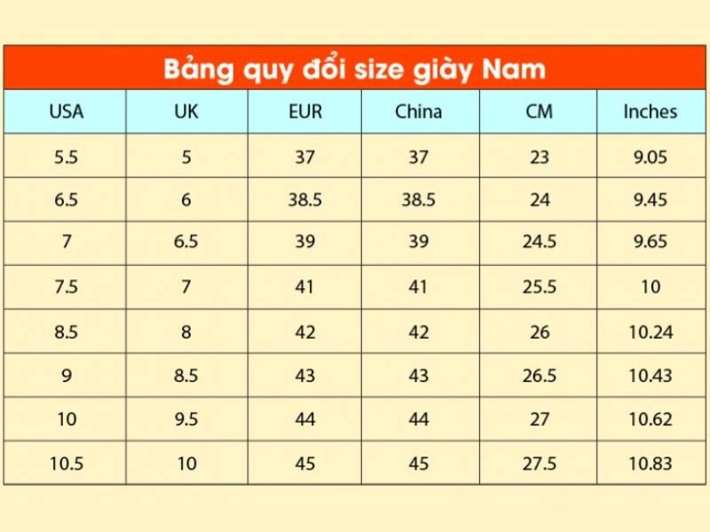 Hướng dẫn chọn bảng size giày Dusto cho nam giới