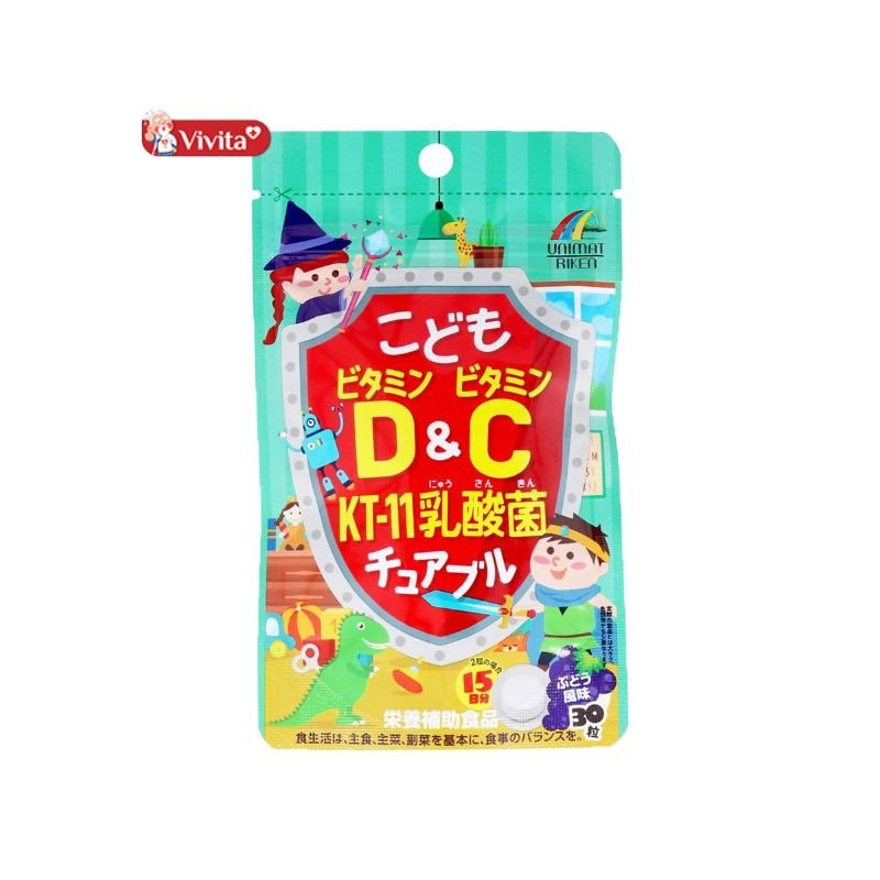 Kẹo canxi Nhật Unimat Riken hương nho hỗ trợ phát triển xương bé