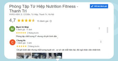 Khách hàng phản hồi tích cực về dịch vụ tại Nutrition Fitness