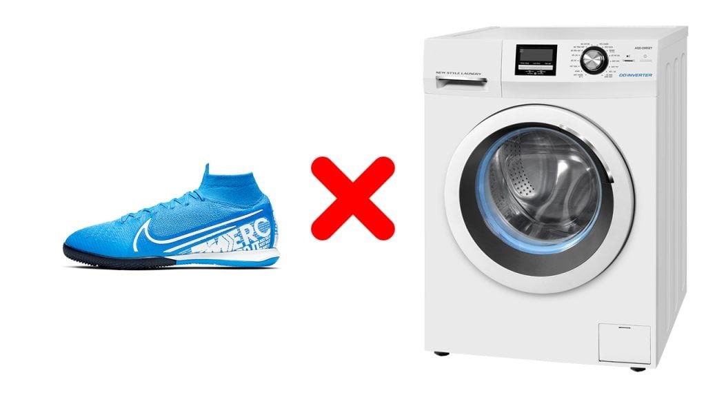 Không nên giặt hoặc vắt khô giày đá bóng bằng máy giặt