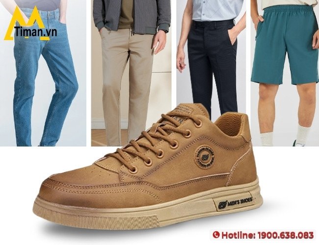 Một người đàn ông mặc áo blazer và quần jeans, hoàn thiện phong cách với đôi giày thể thao màu nâu, minh họa khả năng kết hợp đa dạng của giày sneaker nâu.