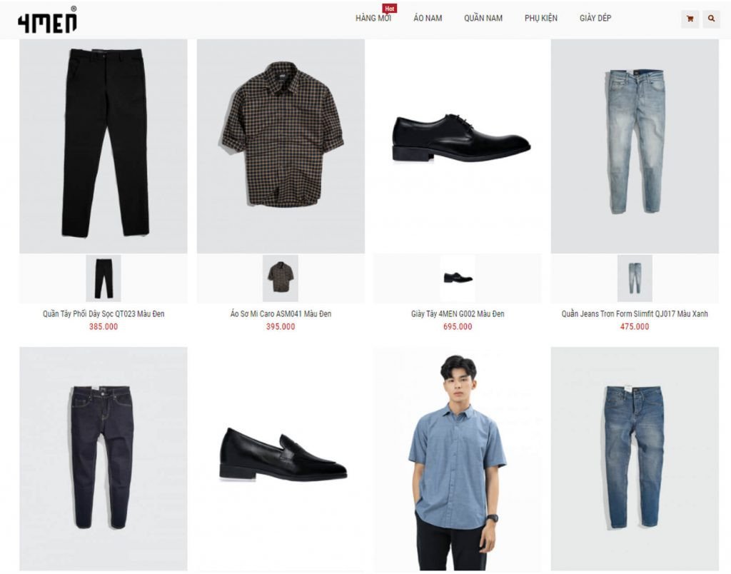 4men shop là chuỗi thời trang dành cho nam kinh doanh nhiều mặt hàng quần áo, giày dép, phụ kiện dành cho nam