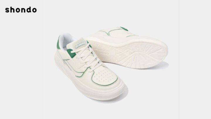 ảnh giày sneaker đẹp Shondo Class 2 trắng viền xanh