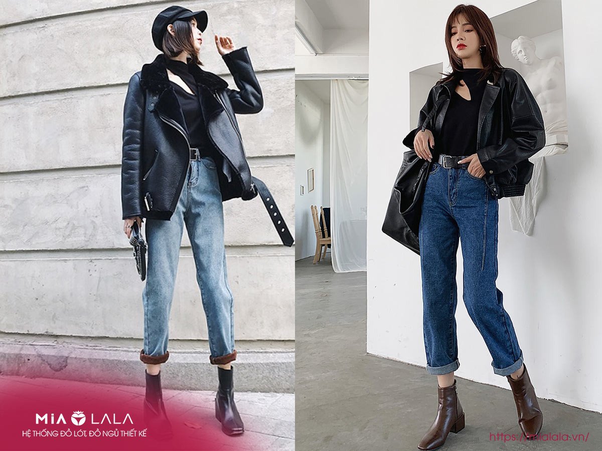 Ankle boots là lựa chọn lý tưởng kết hợp quần baggy jean nữ trong tiết trời mùa đông lạnh