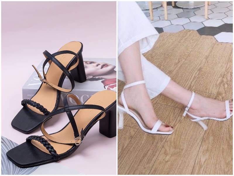 Áo dài mang giày cao gót slipper thanh lịch