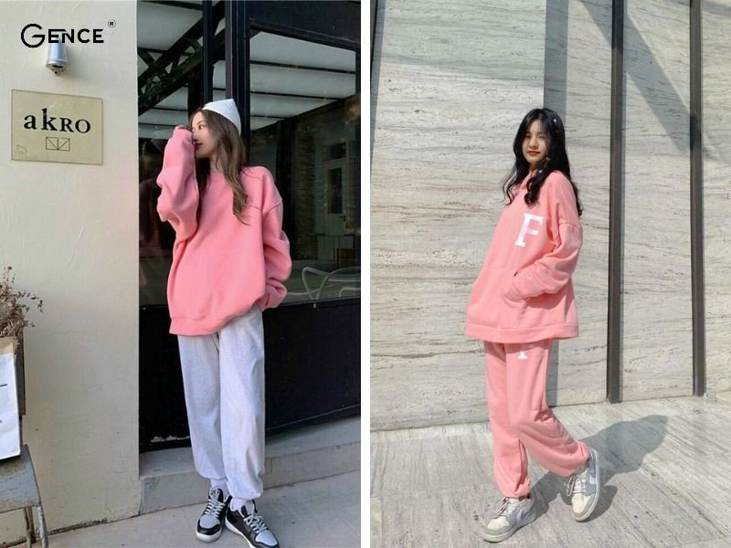 Áo hoodie, quần nỉ mix-match với giày Jordan nữ