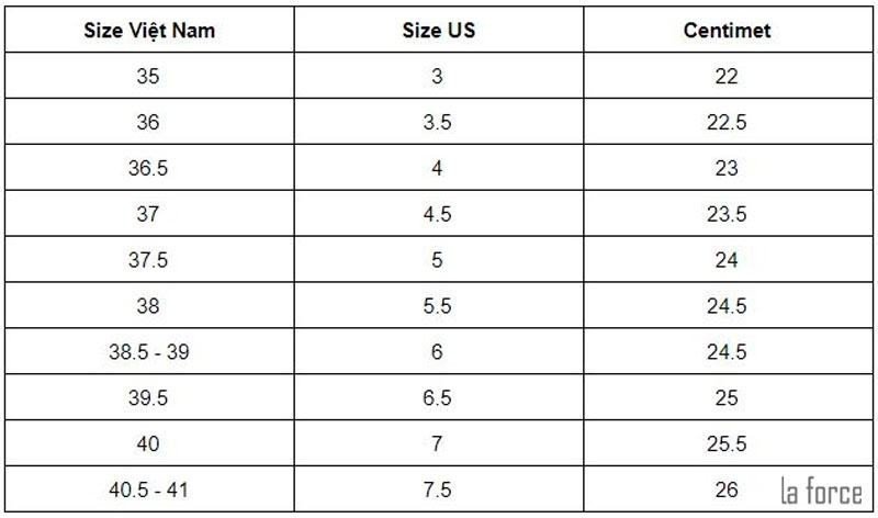Bảng đối chiếu size giày Adidas US sang Việt Nam
